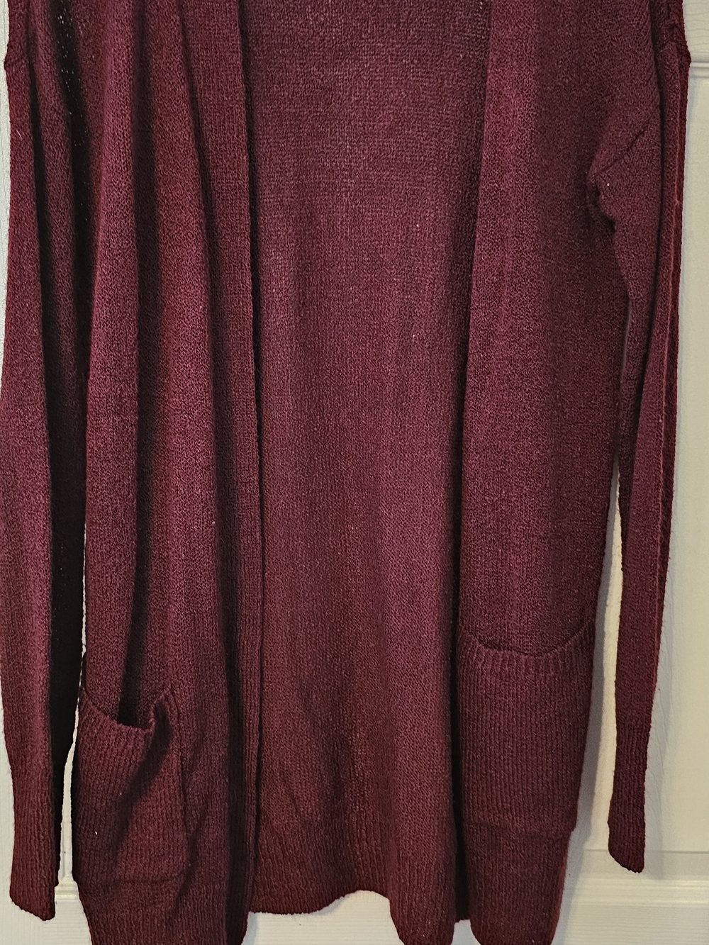 SO Women's Burgundy Open-Front Knit Cardigan
